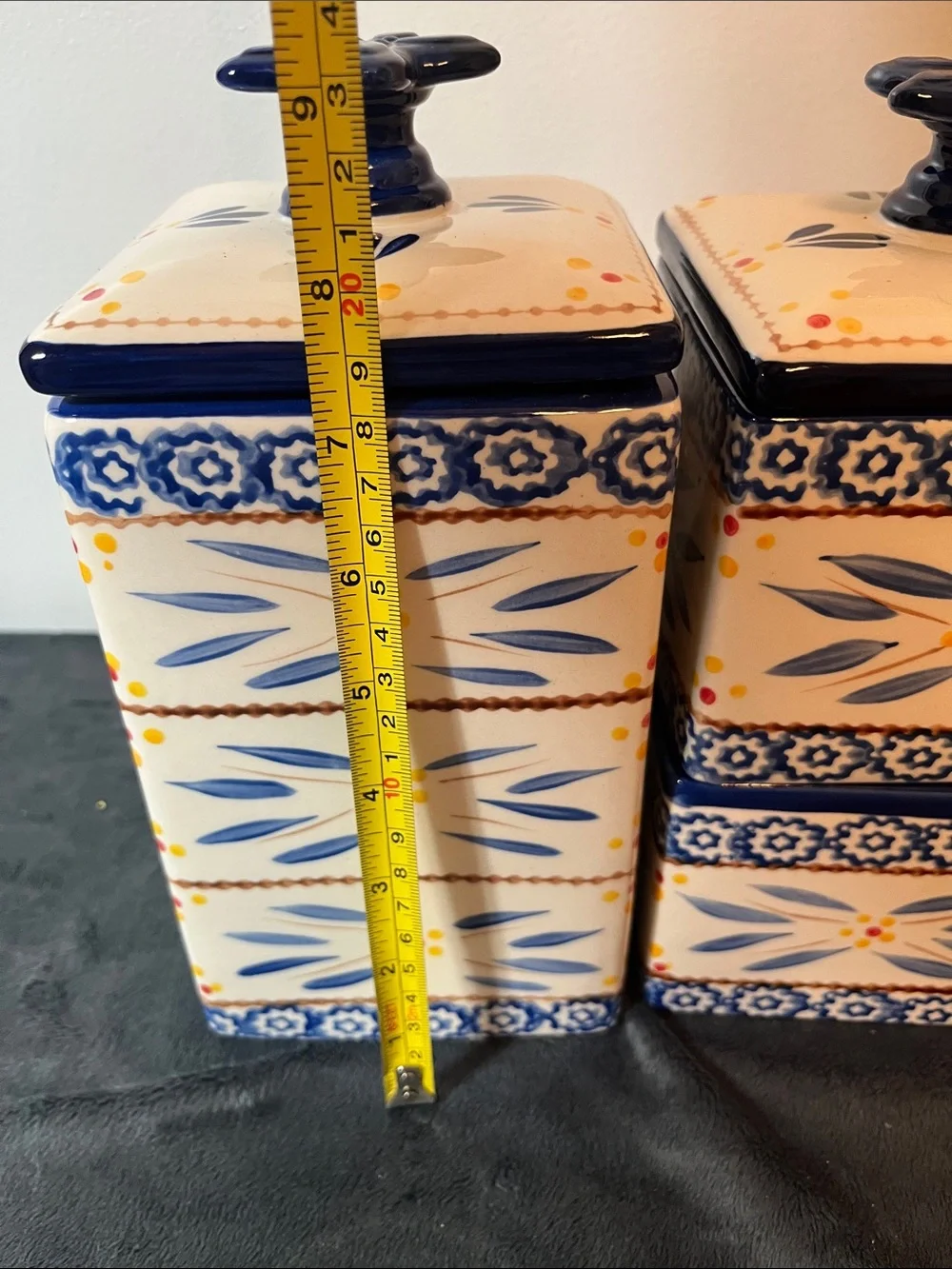 TEMP-TATIONS OLD WORLD STACKABLE CANISTERS KITCHEN CERAMIC BLUE cookware